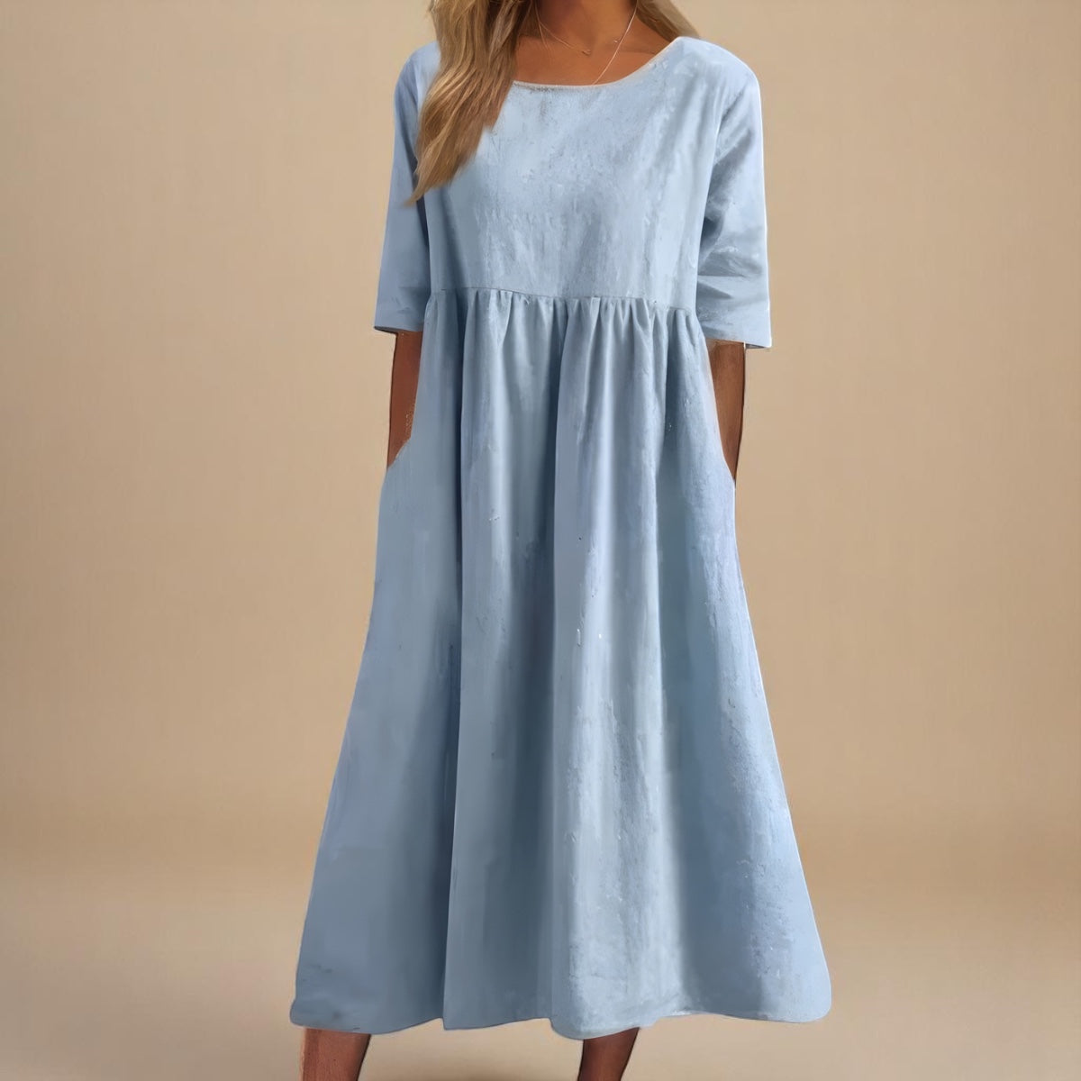 KATY | Linen dress with accentuated waist