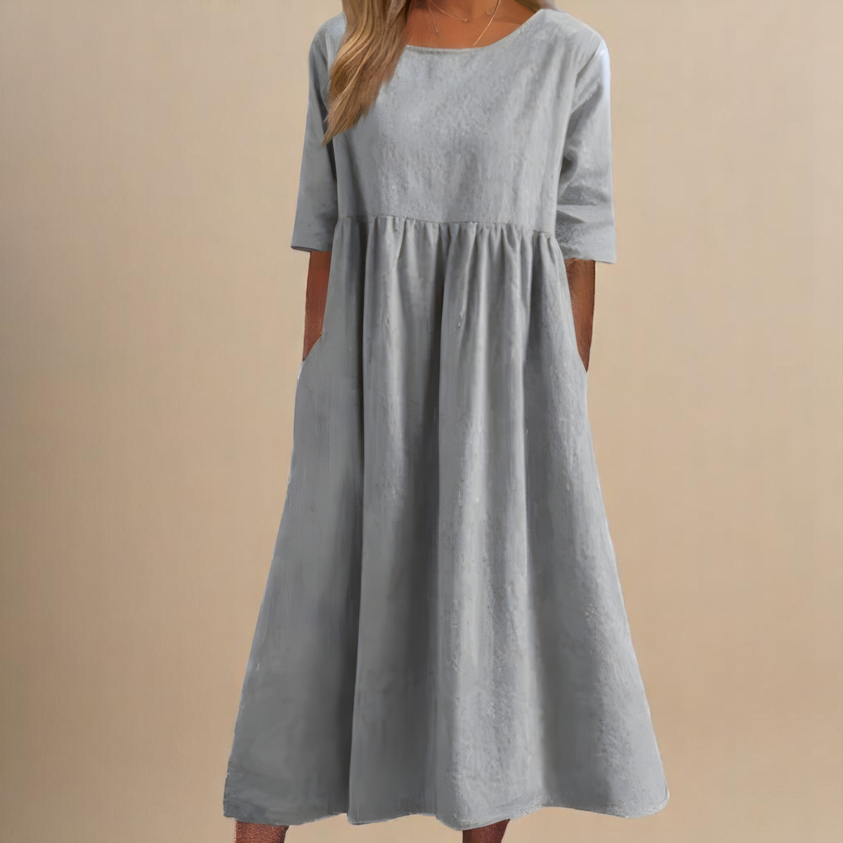 KATY | Linen dress with accentuated waist