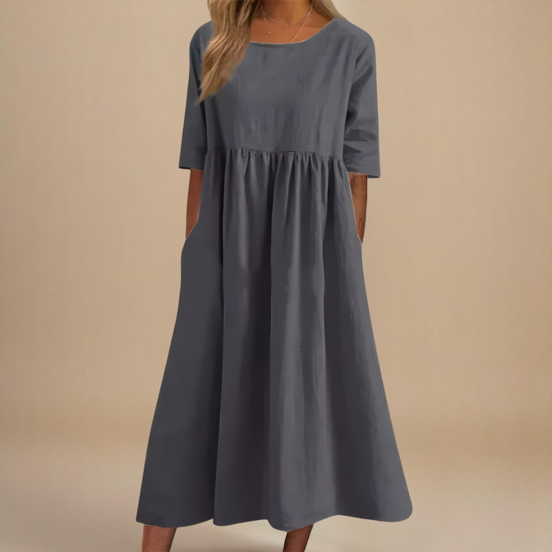 KATY | Linen dress with accentuated waist