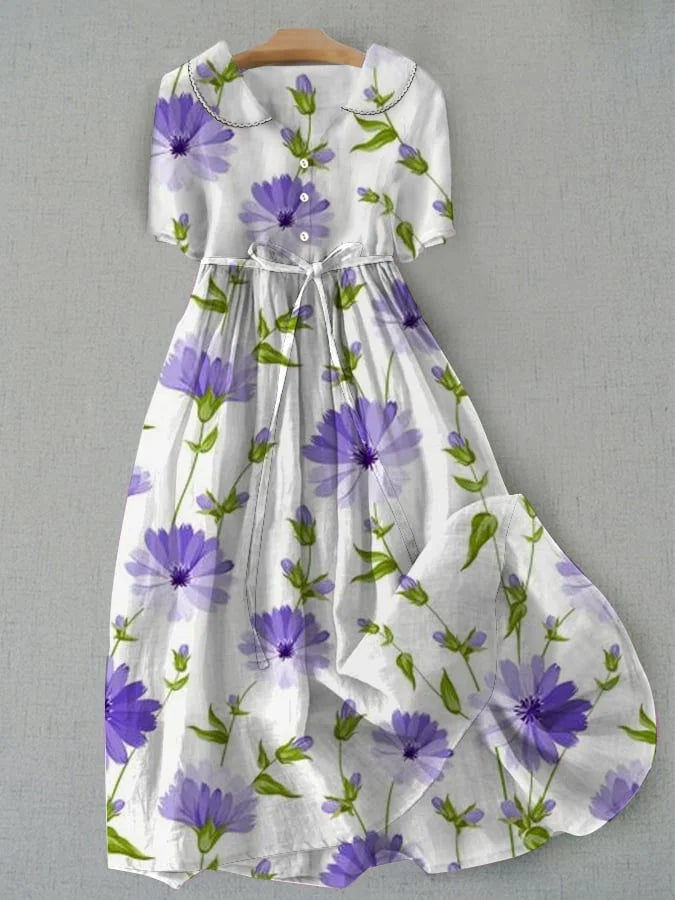 SARAH | Vintage floral dress with a waist tie