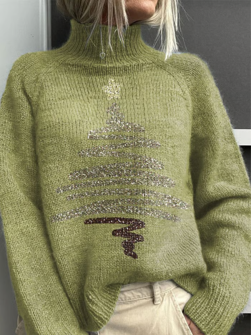 Laura - Christmas sweater with a shiny Christmas tree