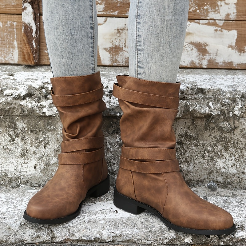 Serafina | Women’s Cozy Buckled Leather Boots