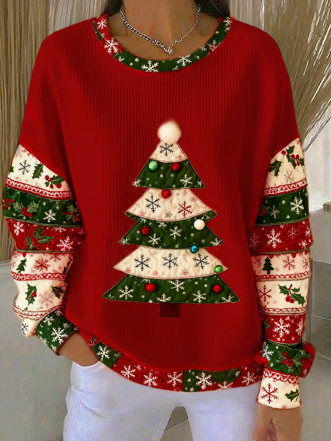 Claudia - Christmas Sweater with Christmas Tree Print