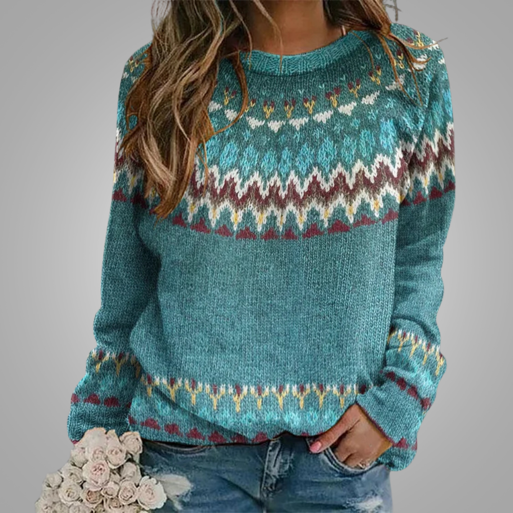 Peyton - Comfortable Retro Wave Pattern Sweatshirt