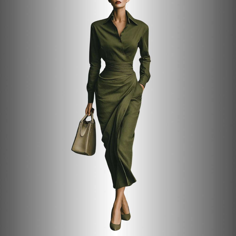 Adele | Olive Wrap Midi Dress