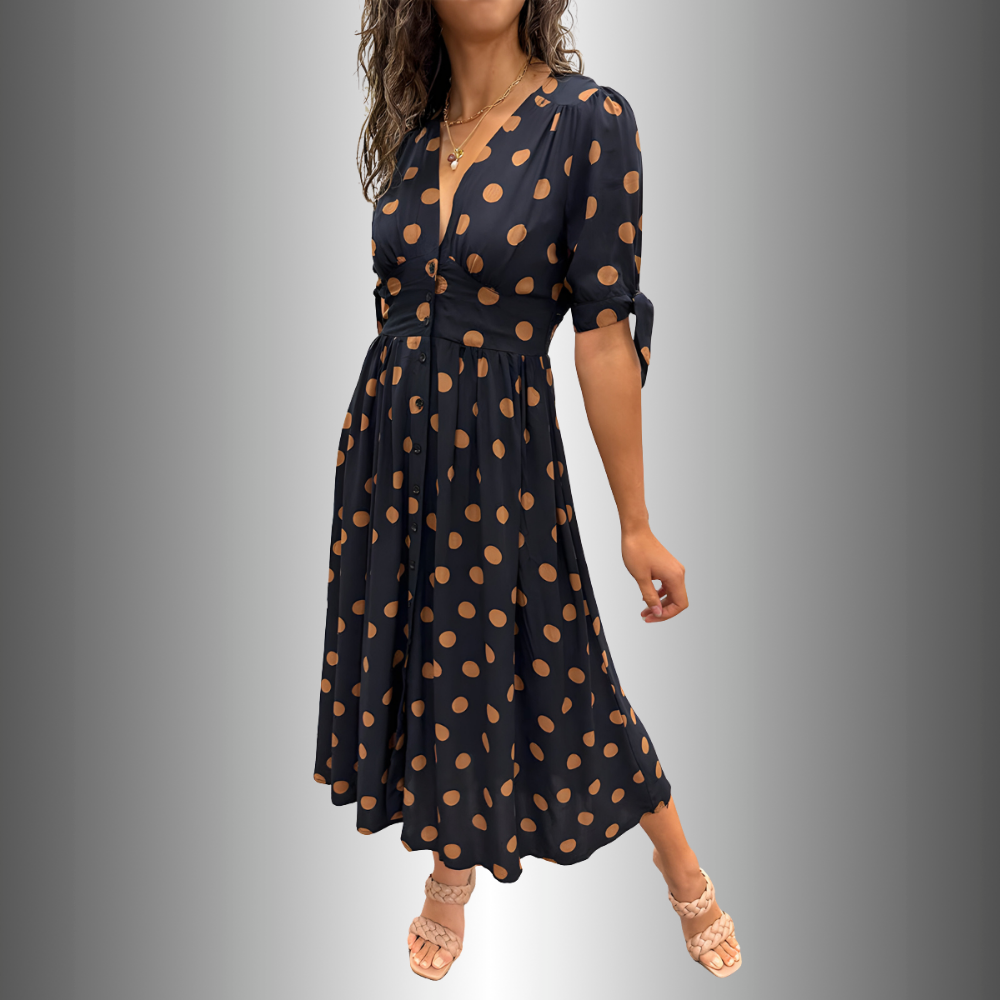 Georgiana | Polka Dot Midi Dress