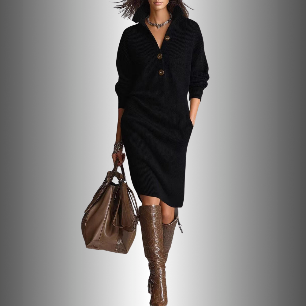 VicDresstoria | Black Knit Midi