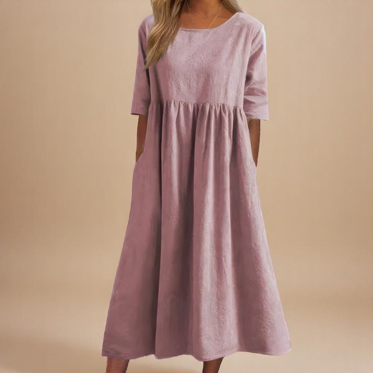 KATY | Linen dress with accentuated waist