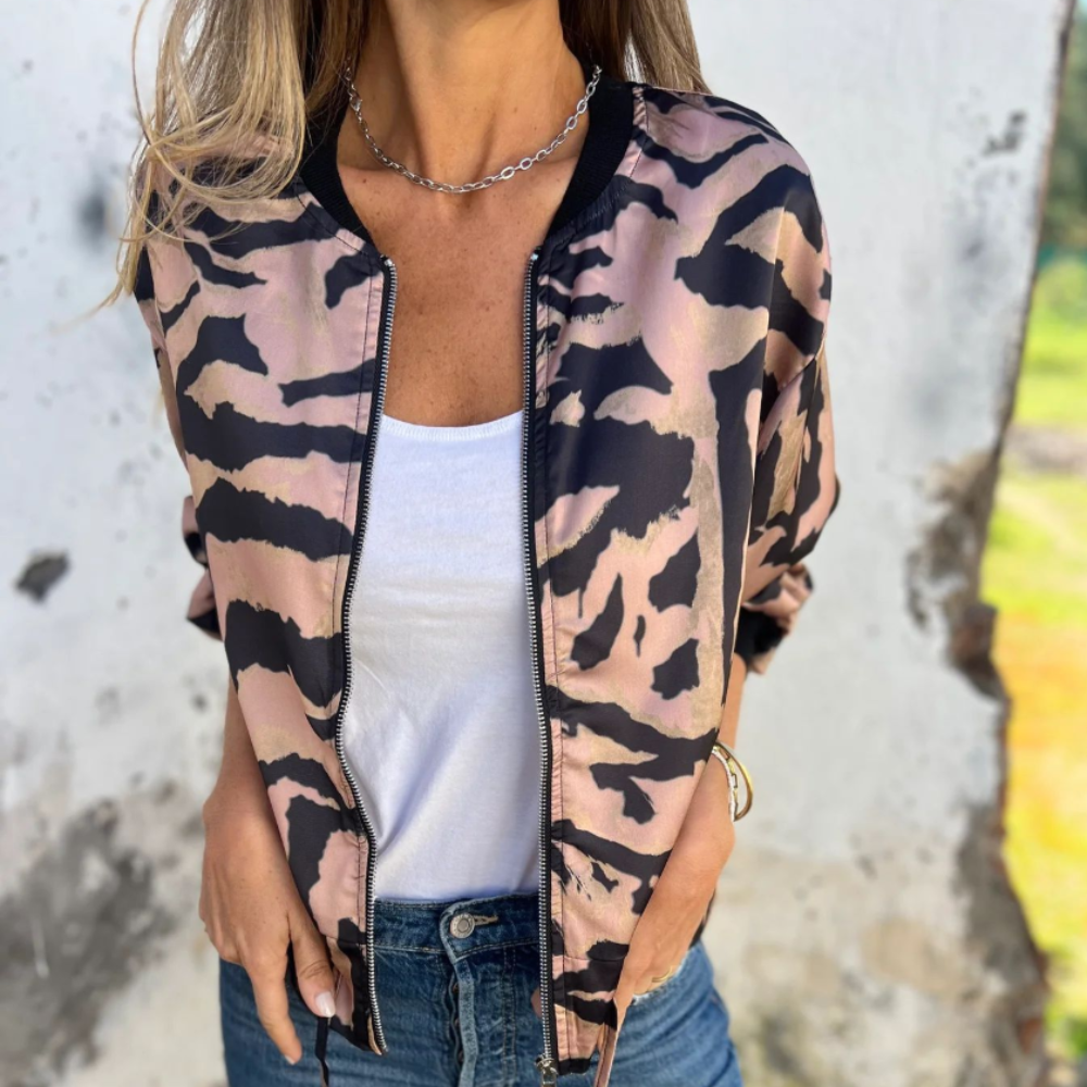 Marguerite | Zebra Print Aviator Jacket