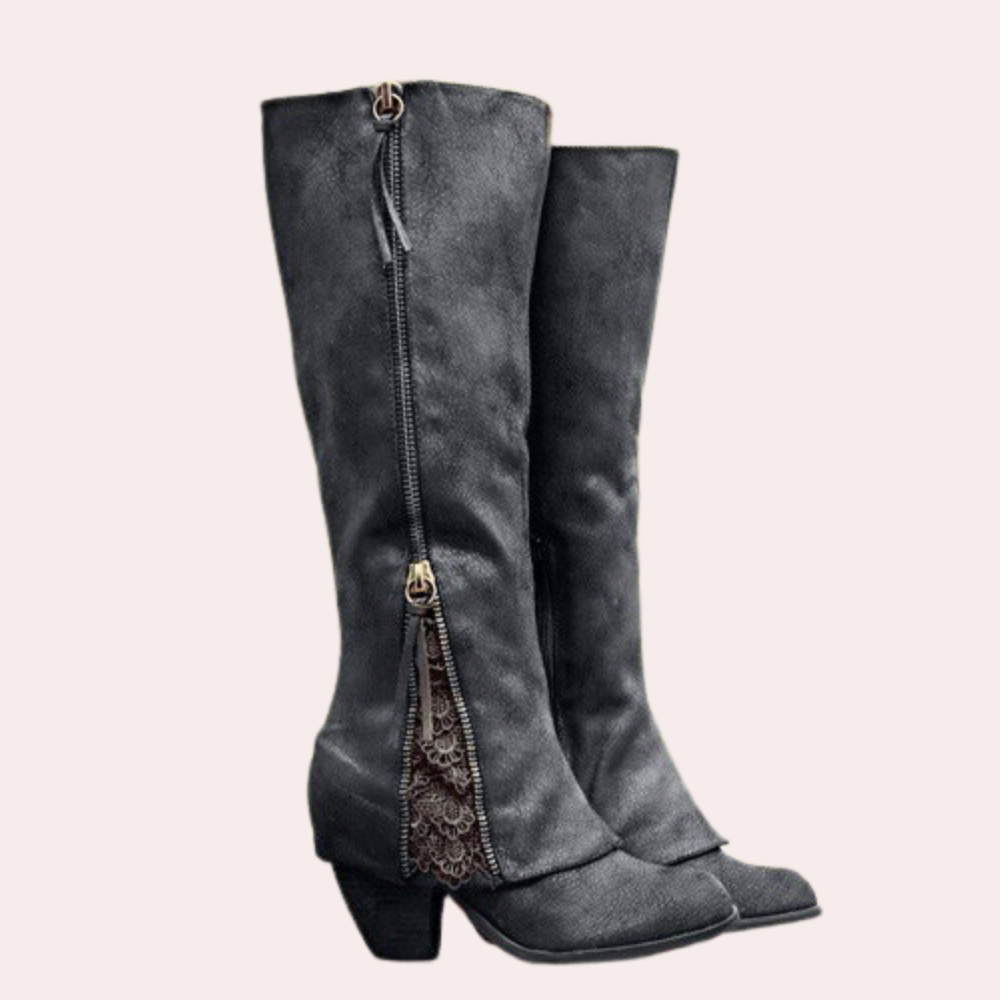 Celeste | Women’s Winter Cowgirl Boots with Lace Detail & Winter Lining