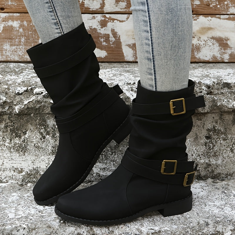 Serafina | Women’s Cozy Buckled Leather Boots