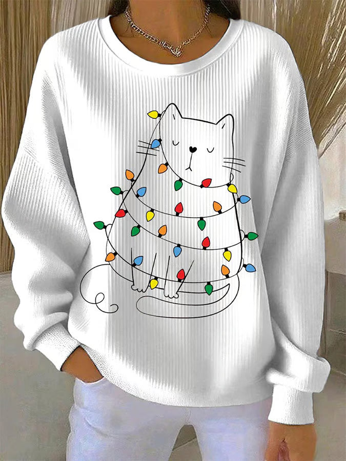 Alba - Christmas Sweater with Cat Motif
