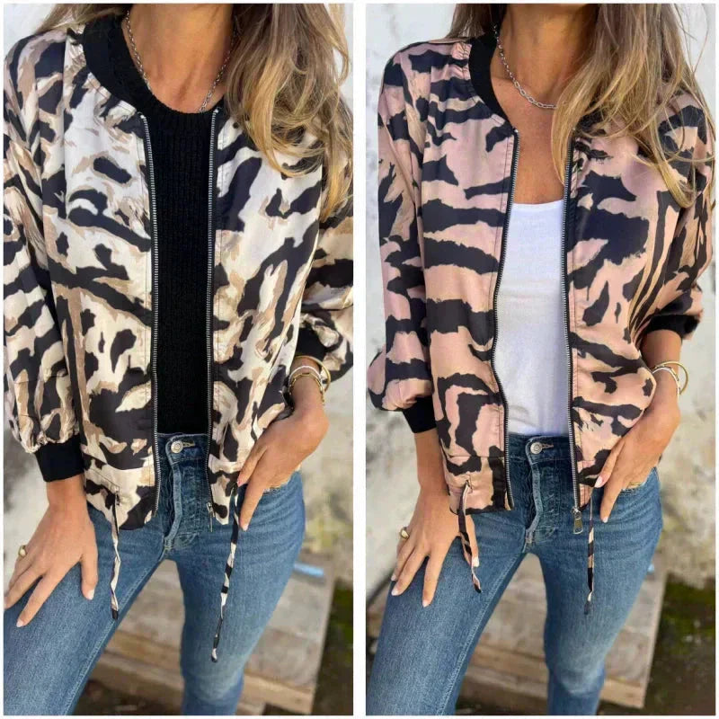 Marguerite | Zebra Print Aviator Jacket