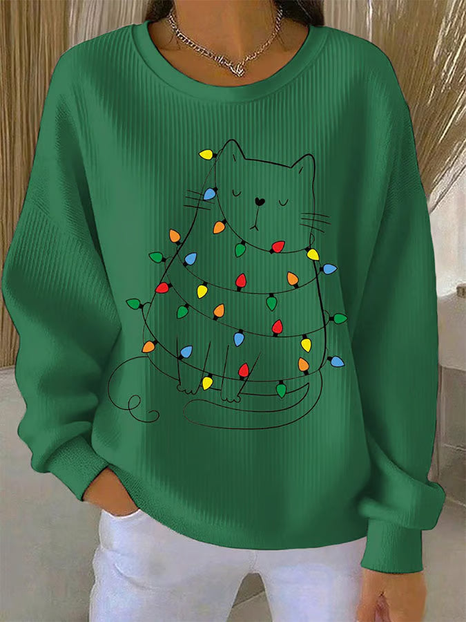 Alba - Christmas Sweater with Cat Motif